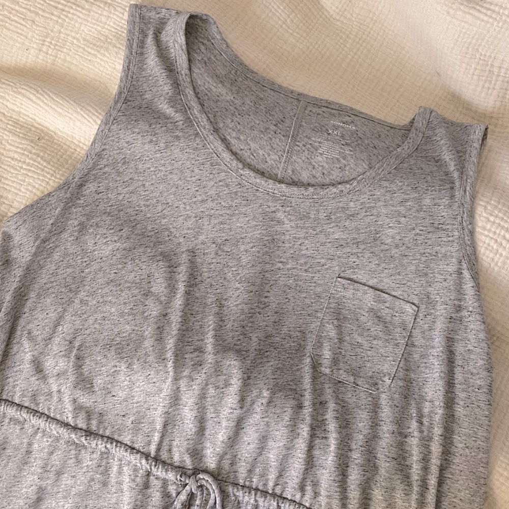 Gray tank dress with drawstring waist